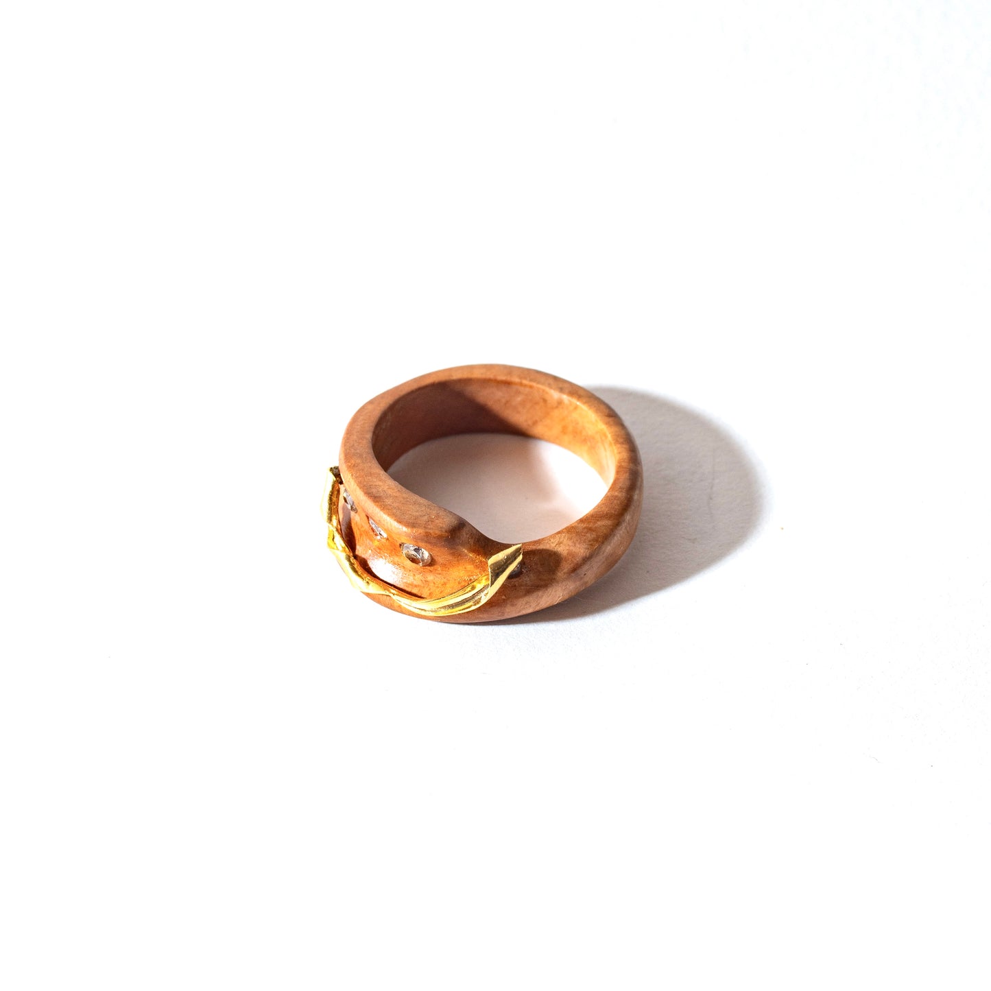 Wood Ring -  Gold Diamond