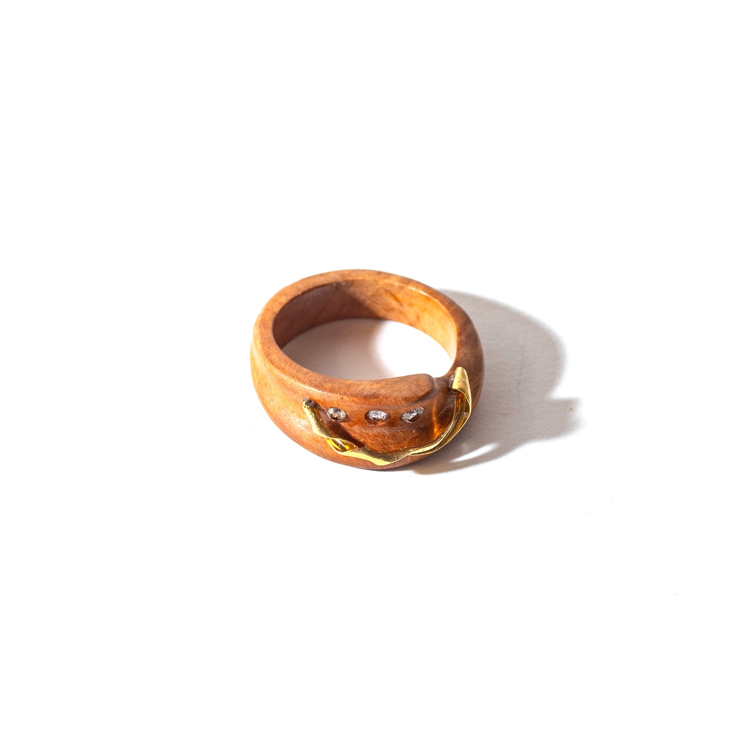 Wood Ring -  Gold Diamond